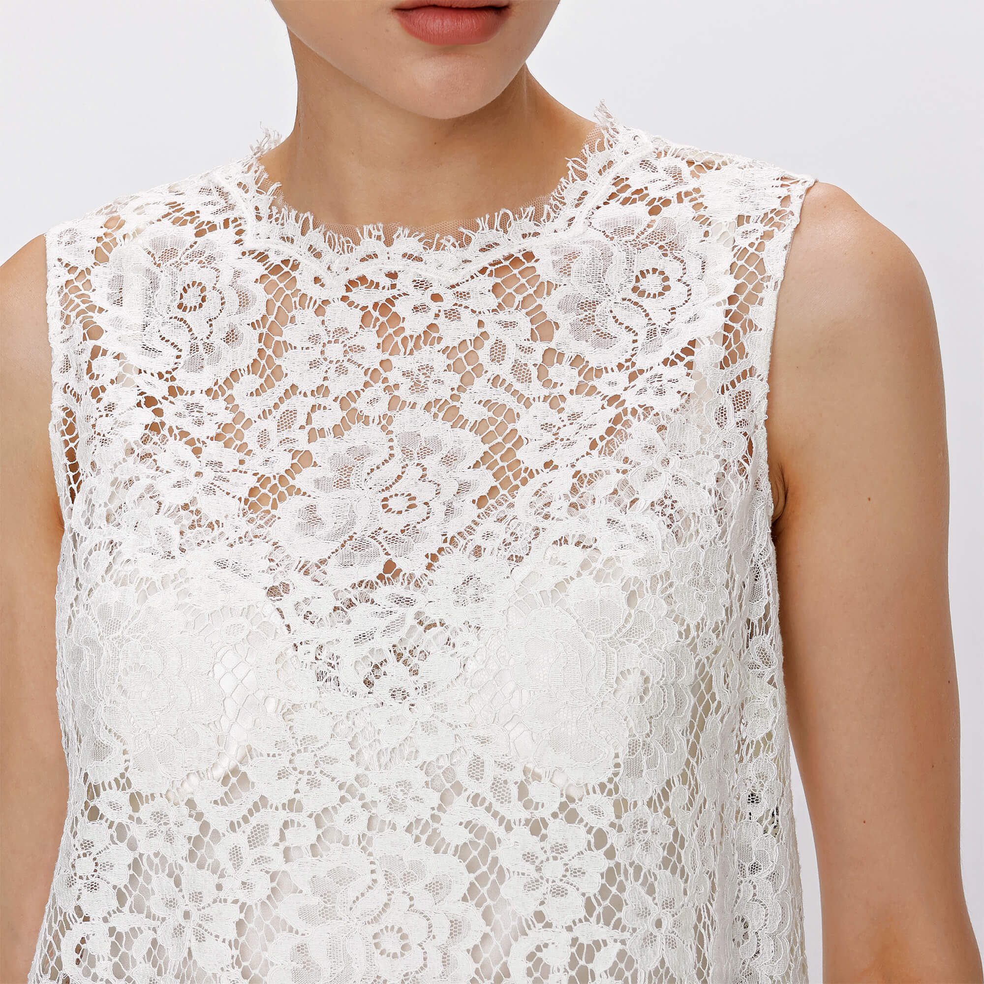 Dolce&Gabbana - Off White Lace Sleeveless Top